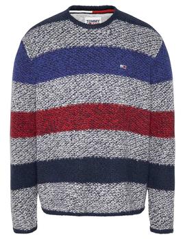 TJM PLUSH STRIPE SWEATER LIGHT GREY HEATHER / MULTI