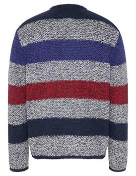 TJM PLUSH STRIPE SWEATER LIGHT GREY HEATHER / MULTI