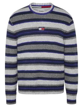 TJM STRIPE BADGE SWEATER TWILIGHT NAVY STRIPE