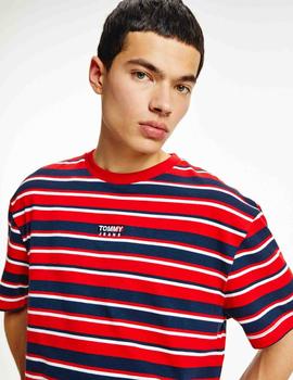 TJM CENTRE GRAPHIC STRIPE TEE DEEP CRIMSON / MULTI