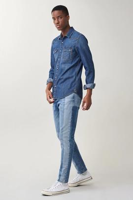 CAMISA VAQUERA SLIM FIT EN DENIM S-REPEL AZUL OSCURO