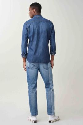 CAMISA VAQUERA SLIM FIT EN DENIM S-REPEL AZUL OSCURO