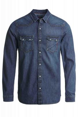 CAMISA VAQUERA SLIM FIT EN DENIM S-REPEL AZUL OSCURO