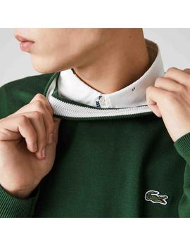 JERSEY LACOSTE CUELLO REDONDO VERDE BOTELLA