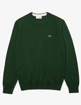 JERSEY LACOSTE CUELLO REDONDO VERDE BOTELLA