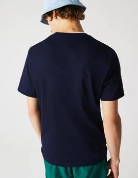 CAMISETA LACOSTE CON CINTA DEPORTIVA AZUL MARINO