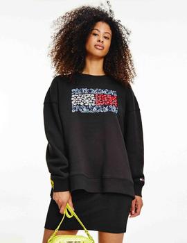 TJW OVERSIZED FLORAL FLAG SWEAT BLACK