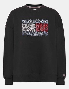 TJW OVERSIZED FLORAL FLAG SWEAT BLACK