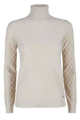 JERSEY DE MUJER CUELLO CISNE BEIGE CON ROMBOS