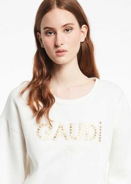 SUDADERA GAUDÍ BLANCO ROTO CON LOGO DORADO