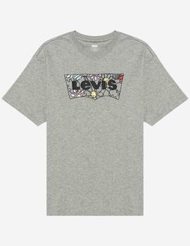 VINTAGE FIT GRAPHIC TEE FLOWER BATWING GREY