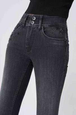 SECRET CAPRI SKINNY FIT HIGH RISE NEGRO DEGRADÉ CON PEDRERIA