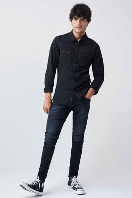 CAMISA VAQUERA SLIM FIT EN DENIM S-REPEL NEGRA