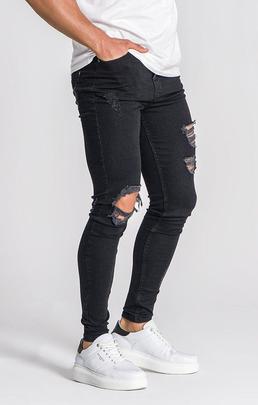 BLACK ELASTIC WAIST JEANS