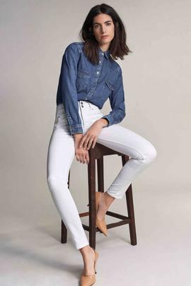 PANTALÓN VAQUERO SECRET SKINNY FIT HIGH RISE PUSH IN BLANCO