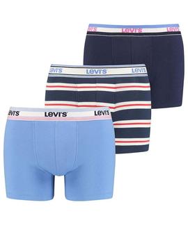 LEVIS MEN GIFTBOX LOGO BOXER 3 PACK BLUE COMBO