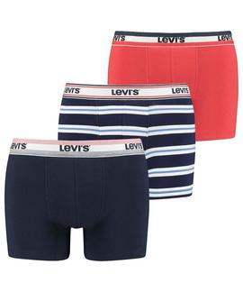 LEVIS MEN GIFTBOX LOGO BOXER 3 PACK NAVY / RED