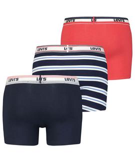 LEVIS MEN GIFTBOX LOGO BOXER 3 PACK NAVY / RED