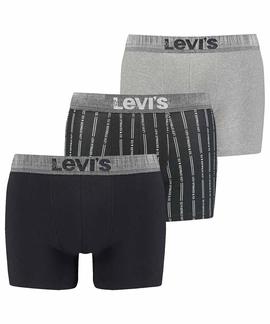 LEVIS MEN GIFTBOX STRIPES BOXER 3 PACK BLACK / GREY