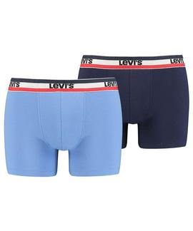 LEVIS MEN SPORTSWEAR LOGO BOXER BRIEF 2 PACK BLUE COMBO