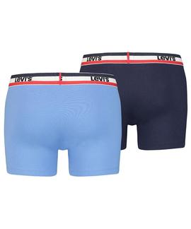 LEVIS MEN SPORTSWEAR LOGO BOXER BRIEF 2 PACK BLUE COMBO