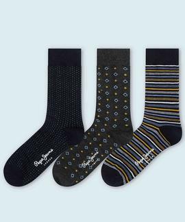 AUSTIN 3 PACK MENS GIFT SOCKS NAVY / CHARCOAL