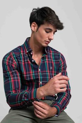 CAMISA H TARTAN AZUL MARINO