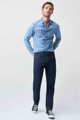 CAMISA VAQUERA SLIM FIT EN DENIM S-REPEL AZUL CLARO