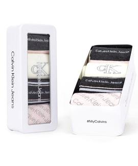 CK WOMENS 4 PACK MULTI LOGO DRESS CREW GIFTBOX GREY MELANGE