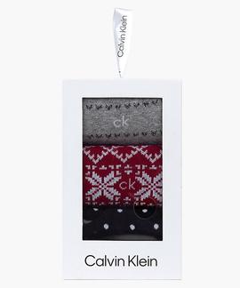 CK WOMEN CREW 3 PACK FAIR ISLE DRESS CREW GIFTBOX BURGUNDY