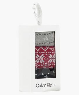 CK WOMEN CREW 3 PACK FAIR ISLE DRESS CREW GIFTBOX BURGUNDY