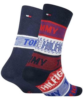 TH KIDS SOCK 2 PACK SEASONAL BRANDED STRIPE TOMMY ORIGINAL