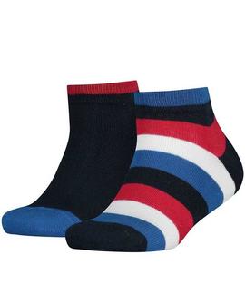 TH KIDS SOCK 2 PACK BASIC STRIPE QUART MIDNIGHT BLUE