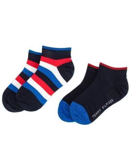 TH KIDS SOCK 2 PACK BASIC STRIPE QUART MIDNIGHT BLUE