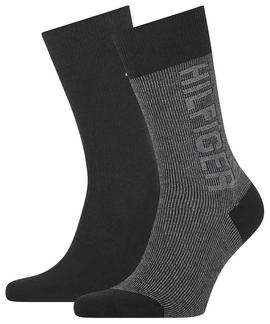 TH MEN SOCK 2 PACK SEASONAL RIB LOGO BLACK