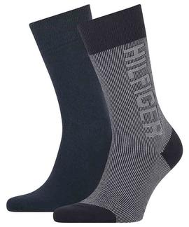 TH MEN SOCK 2 PACK SEASONAL RIB LOGO NAVY