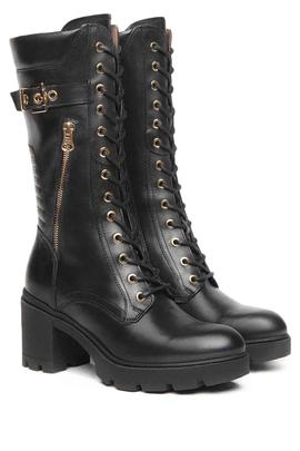 BOTA DE MUJER ACOLCHADA EN PIEL NEGRA