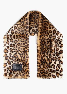 CUELLO DE PELO SINTÉTICO CON ESTAMPADO DE LEOPARDO