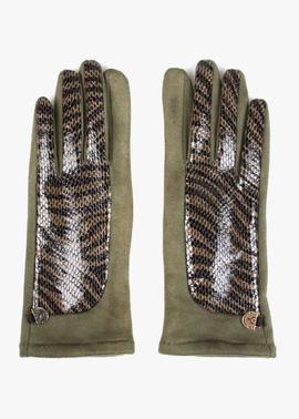 GUANTES EN ANIMAL PRINT VERDE KAKI