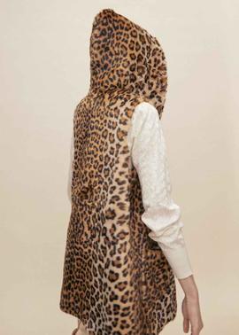 CHALECO LARGO ANIMAL PRINT CON CAPUCHA