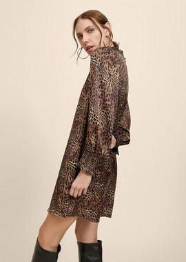 VESTIDO ANIMAL PRINT CON CUELLO PERKINS