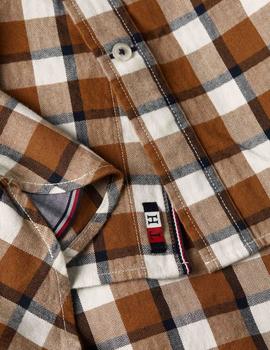 SLIM BRUSHED HEATHER CHECK SHIRT HIGHLAND KHAKI