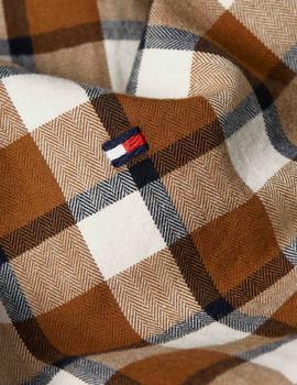 SLIM BRUSHED HEATHER CHECK SHIRT HIGHLAND KHAKI