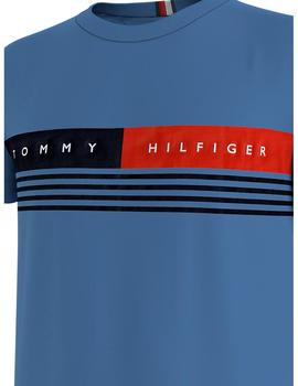 CORP CHEST STRIPE TEE DUSTY INDIGO