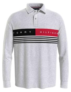 CORP CHEST STRIPE LS REGULAR FIT POLO LIGHT GREY HEATHER