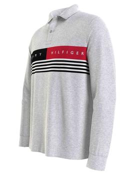 CORP CHEST STRIPE LS REGULAR FIT POLO LIGHT GREY HEATHER