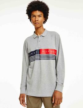 CORP CHEST STRIPE LS REGULAR FIT POLO LIGHT GREY HEATHER