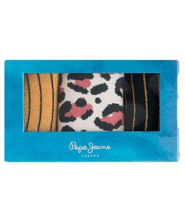 PRINA 3 PACK WOMENS GIFT SOCKS GOLD / LEOPARD