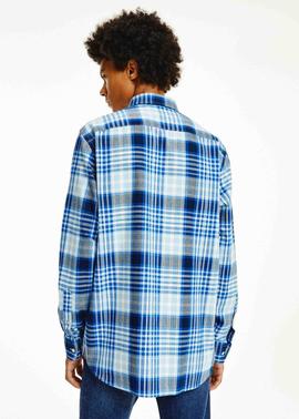 MIDSCALE FLANNEL CHECK SHIRT GREEK ISLE BLUE / MULTI