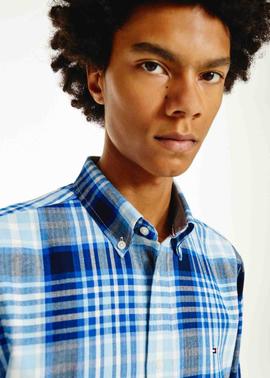 MIDSCALE FLANNEL CHECK SHIRT GREEK ISLE BLUE / MULTI